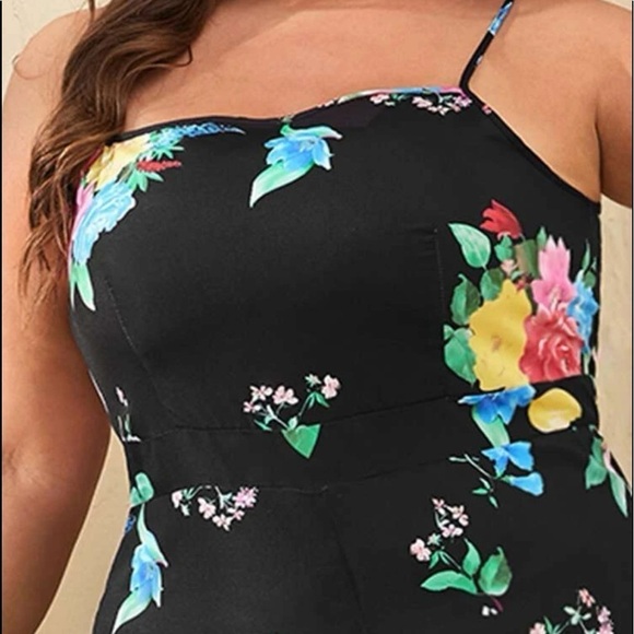 Casual Floral Print Square Neck Cami Romper Jumpsuit - Picture 4 of 6